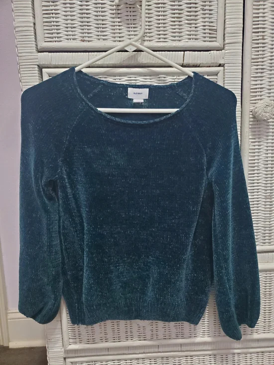Old Navy Teal Chenille Scoopneck Sweater Girls 10