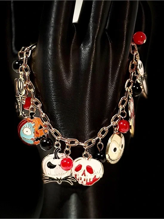 Jack and Sally Halloween Charm Bracelet