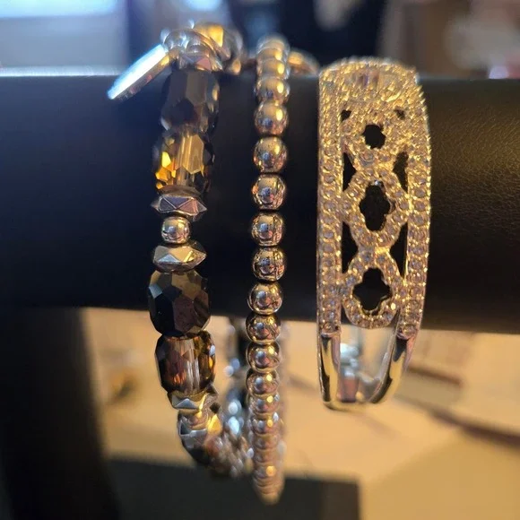 Bomb Party Call It Fate‎ Bracelet Stack Womens OS Silver Smoky New RBP7842