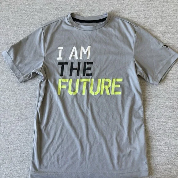Old Navy Active Boys Graphic T-Shirt Medium Gray Loose Fit‎ Short Sleeve