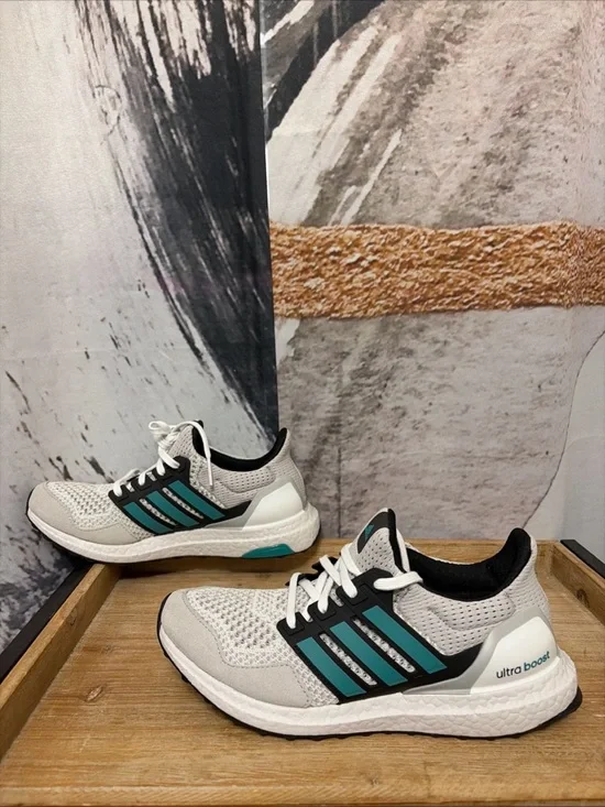 Adidas Ultraboost 1.0 Sneakers In White/Teal/Gray - Men's Size US 8 (JQ0823)