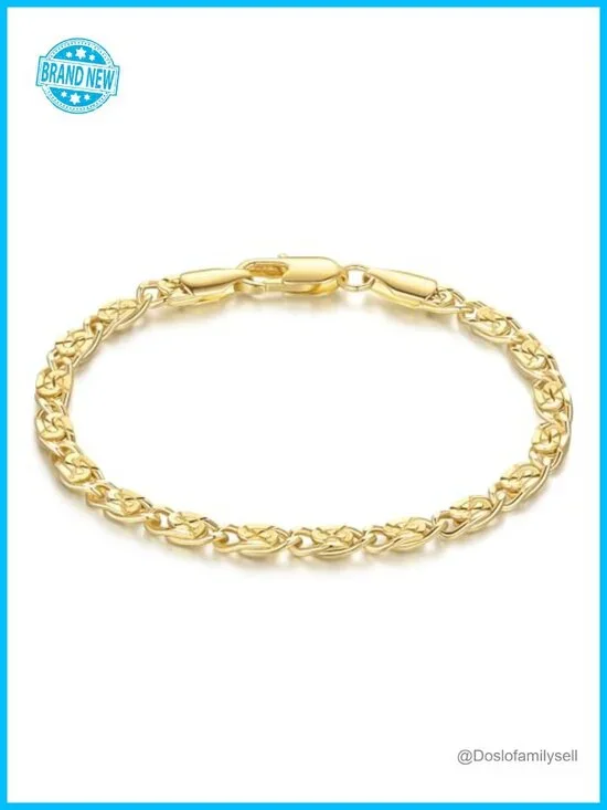 14K Gold Plated Cuban Chain Link Bracelet Dainty for Women
