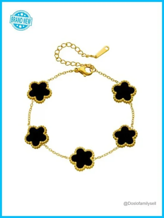 18K Gold Plated Dainty Lucky Clover Bracelet Stackable