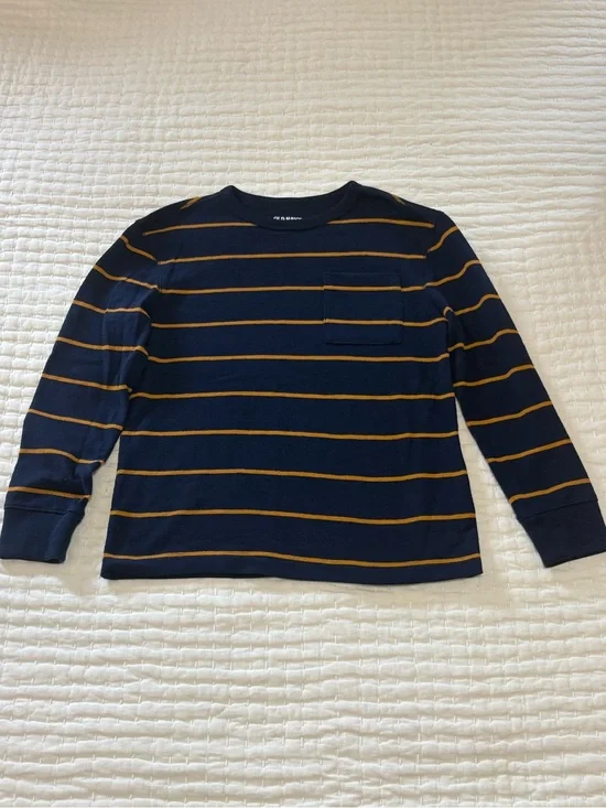 Old Navy Navy and Camel Stripe Crew Neck Tee