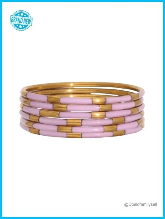 Set of 6 Brass Enamel Bangle Bracelets
