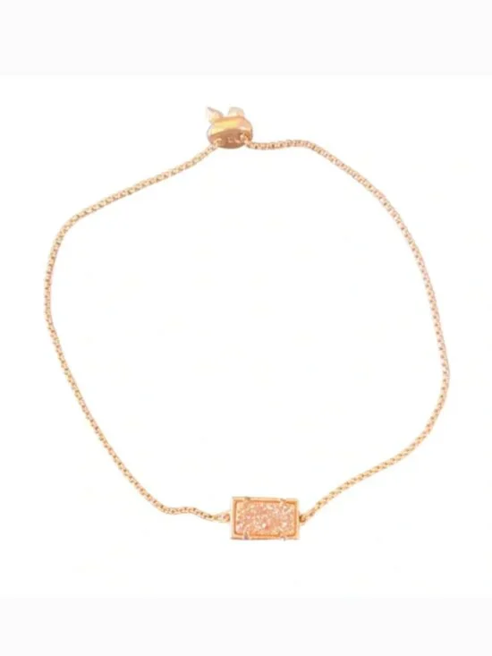 Kendra Scott Rose Gold Adjustable Chain Bracelet with a Rose Gold Pink Druzy
