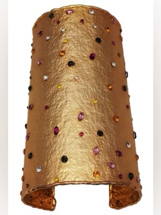 NWOT. Zara Golden Metal Wide Bracelet/Cuff with Rhinestones.