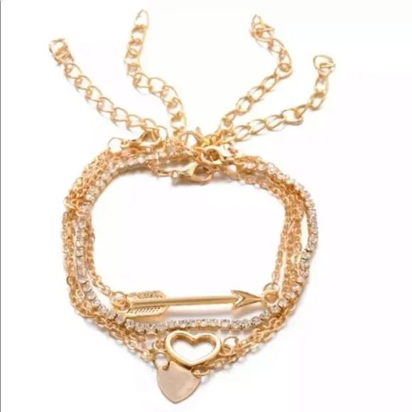 Love Arrow with Diamonds Heart Bracelet