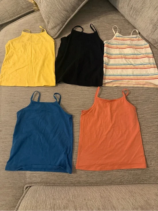 5-Pack Toddler Girls' Tank Tops - Yellow, Black, Striped, Blue, Coral