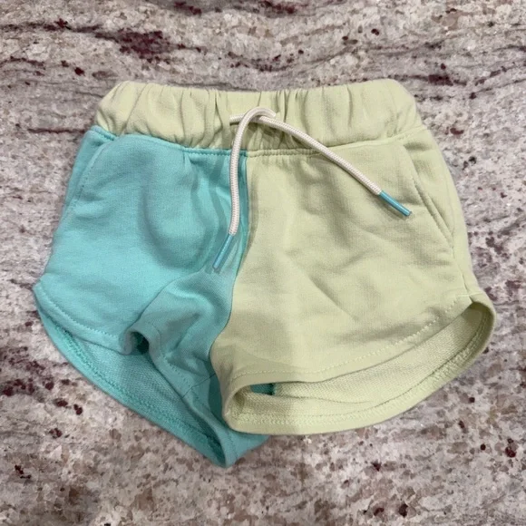 Old Navy Mint and Pale Yellow Colorblock Infant Shorts