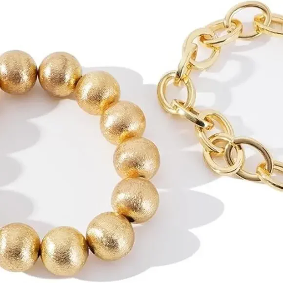 Gold‎ Plated Beaded Acrylic Bamboo Tube Bangle Bracelets