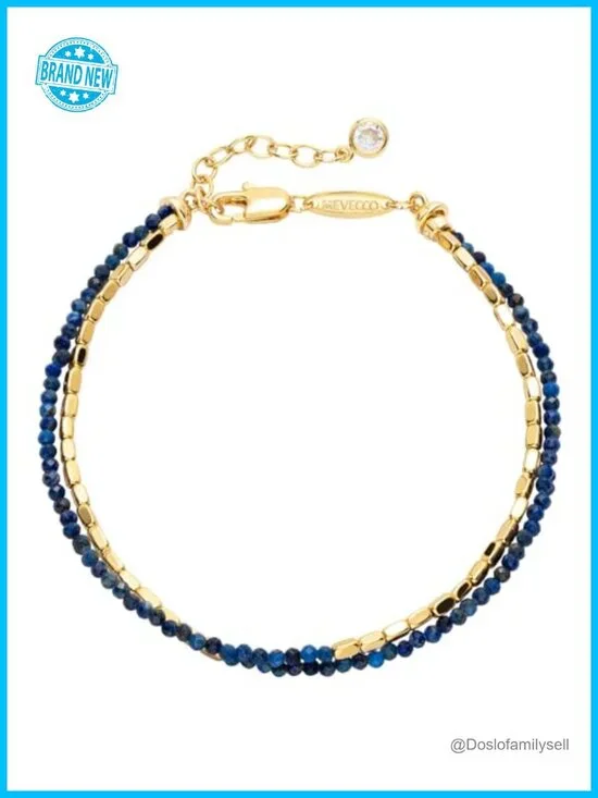Layered Stone Mixed Bracelet 18K Gold Plated Handmade Charm Chain Bracelet