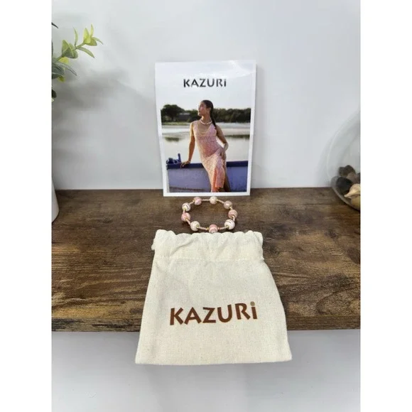 Kazuri Pink‎ Clay Hand Painted Beaded Bracelet Hand Made in Kenya Elastic