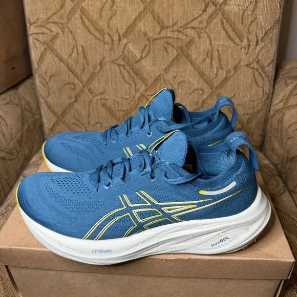Asics Gel-Nimbus 26 Evening Teal Light Mustard 1011B794-402 Men's Size 9.5 Shoes