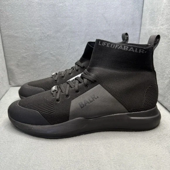 BALR EE Premium Sock Sneakers Big Brand Men's 10 Black Knit High Top Shoes