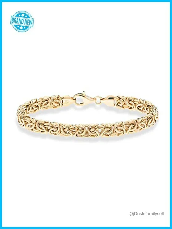 Italian 18K Gold Plated 925 Sterling Silver Byzantine Link Bracelet 8 Inch