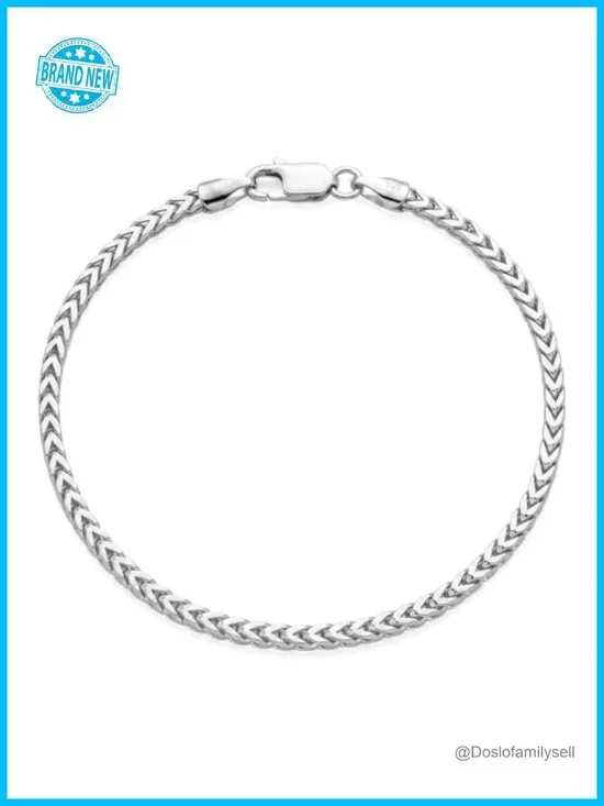 2.5mm Dainty Franco Box Chain Bracelet 925 Sterling Silver Link Bracelet Unisex