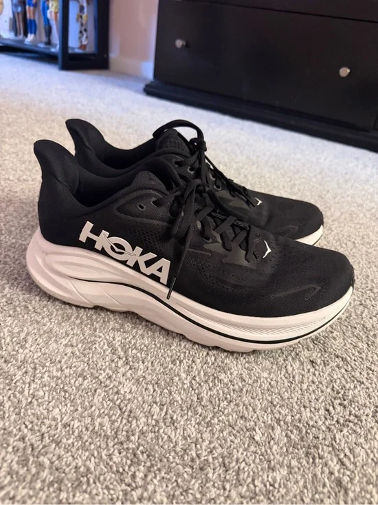 Hoka Black and White Road Running Shoes Mens 10.5