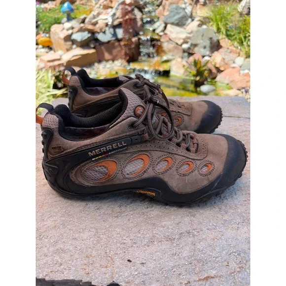 Merrell Chameleon Wrap Pro Mens 9 Hiking Shoes Brown Orange Vibram Continuum