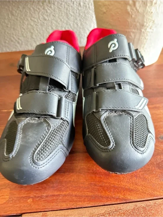 Peloton Black Kids Cycling Shoes with Pink Interior