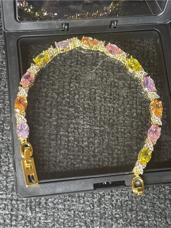 Gold & colorful tennis bracelet