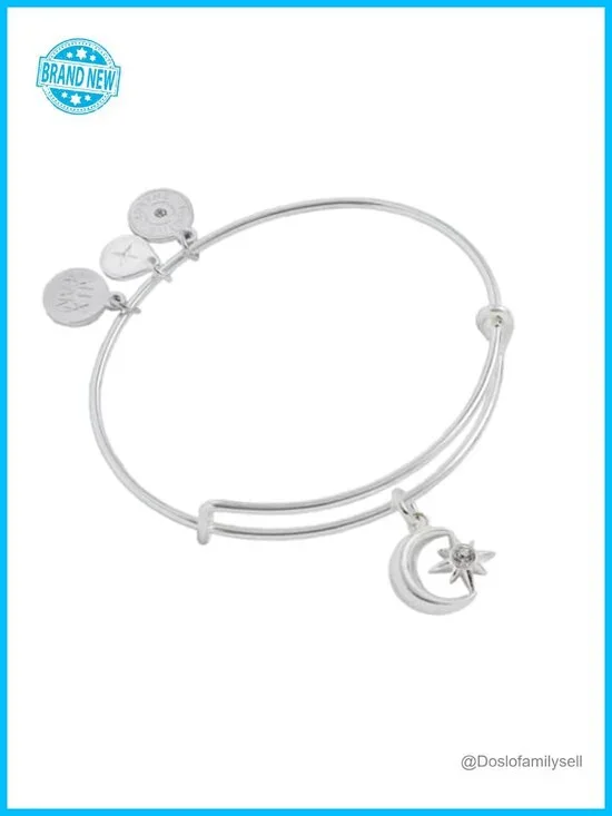 Star and Moon Charm Bangle - Nickel-Free Eco Friendly Brass Bangle