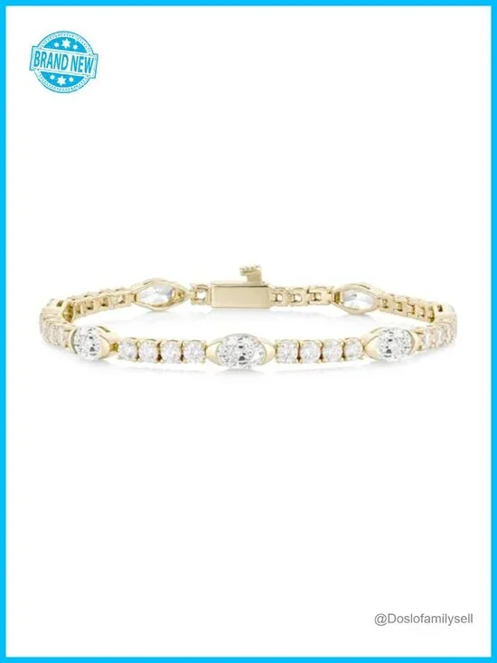 14K Gold Plated Bezel Set Tennis Bracelet for Women Simulated Gemstone CZ