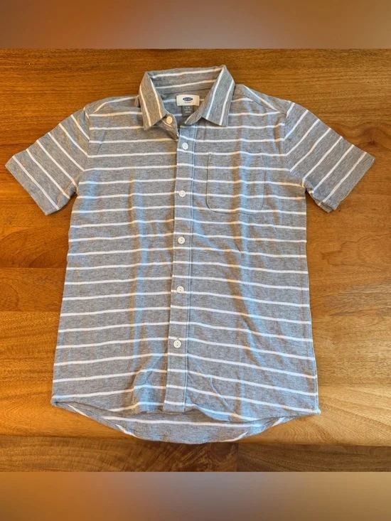 Boys Striped Short-Sleeve Button-Up Shirt