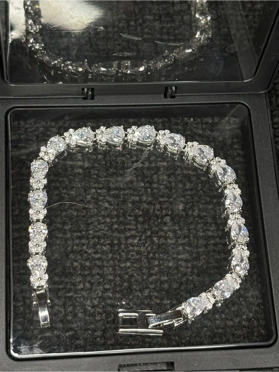 Elegant Silver Tennis Bracelet with Clear Cubic Zirconia - Women's Jewelry