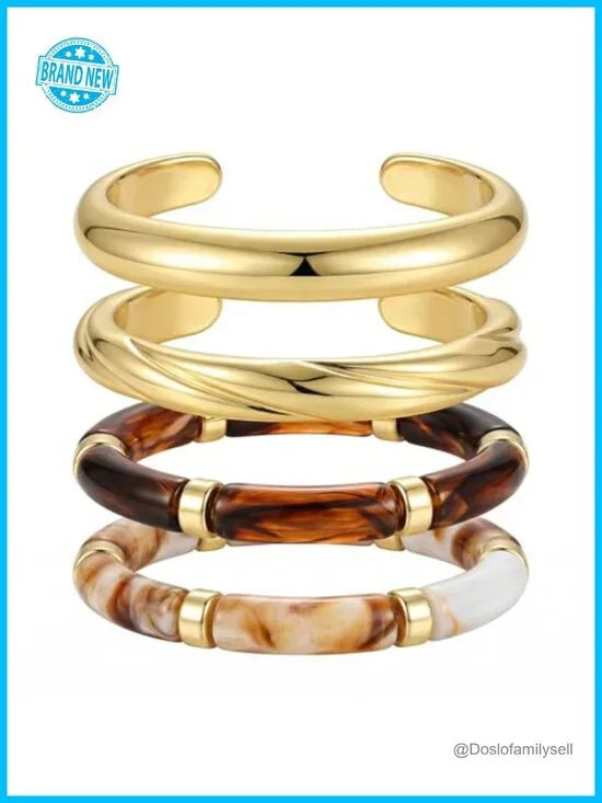 Chunky Bangle Set Acrylic Resin Cuff Bracelets Stackable Festival Vacation