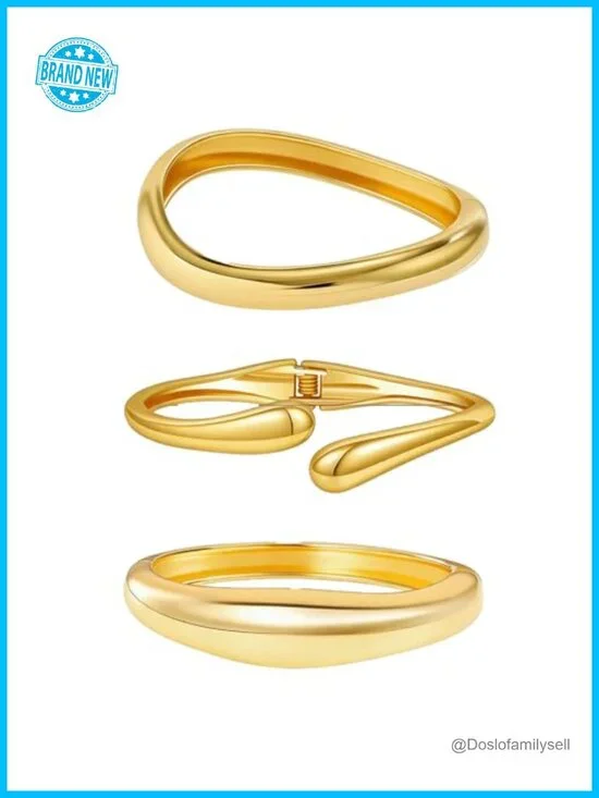 Gold Bangles Women Stackable Bracelet Set Non Tarnish Waterproof