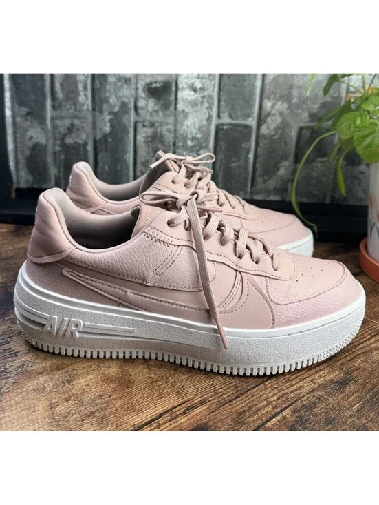 Nike Air Force 1 Pink/White Solid Low Top Lace-Up Men's Sneaker Rubber Outsole
