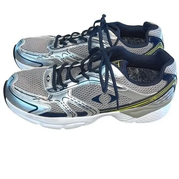 Apex Mens Lace Up Mesh Athletic Boss Runner Active Shoes Silver Blue‎ Size 12.5