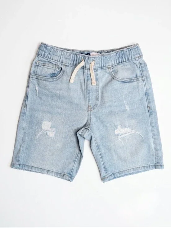 Old Navy Boys 360° Stretch Slim Built-In Tough Distressed Denim Shorts | Size M8