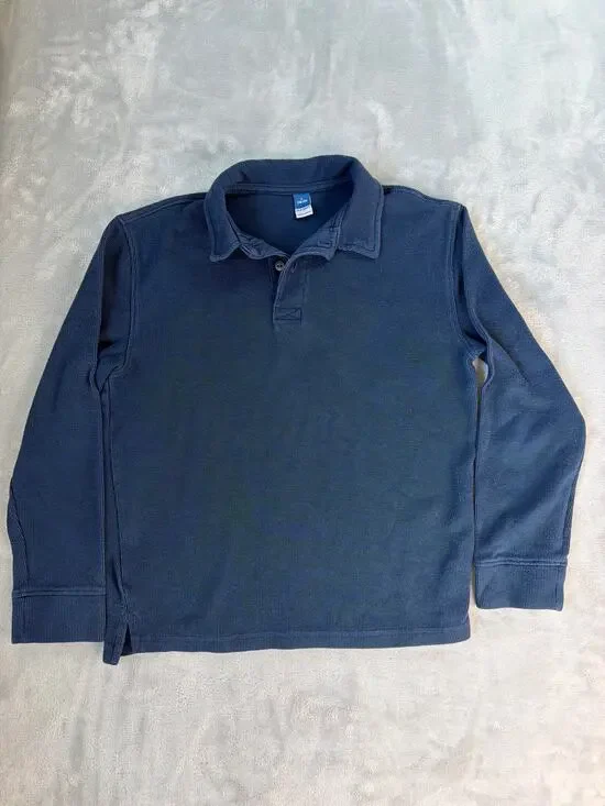 Old Navy Boys Long Sleeve Polo Shirt Navy Blue Uniform Soft Size Large 10-12