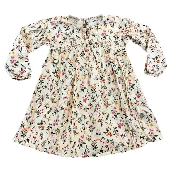 Old Navy Toddler Girl Floral Long Sleeve Swing Dress Sz 4T Preppy Boho Girlycore