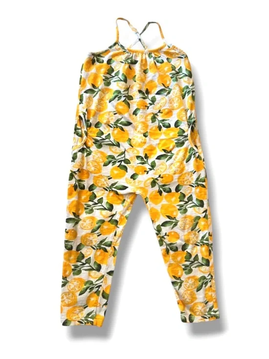 🍄3/$15 Old Navy Lemon Print Sleeveless Jumpsuit 4T Yellow Citrus