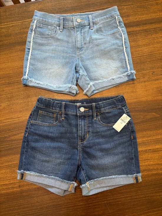 Old Navy girls Denim Shorts - Light Blue & Dark Blue bundle of 2 size 14 slim
