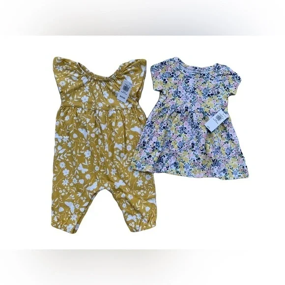 Old Navy 0-3 Month NWT Dress And Jumpsuit Romper Bundle