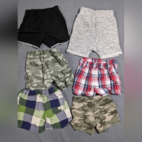 Boys shorts bundle 18 months black‎ gray camo plaid