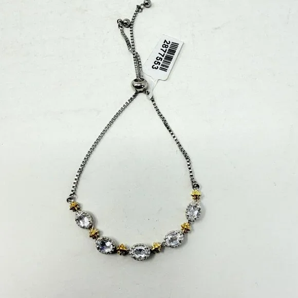 Shop‎ LC KARIS Collection White Topaz Brass Bolo Bracelet Adjustable 5103