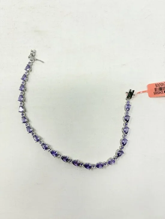 Shop LC Simulated Amethyst Silvertone Tennis Bracelet 8.00 In TGW 8.82 cts. 5590