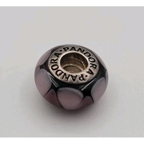 PANDORA Sterling Silver S 925 ALE Purple Murano Glass Charm Bead‎