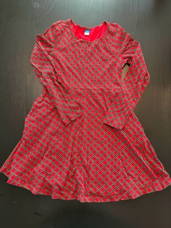 Old Navy Red Plaid Long-Sleeve Fit-and-Flare Dress