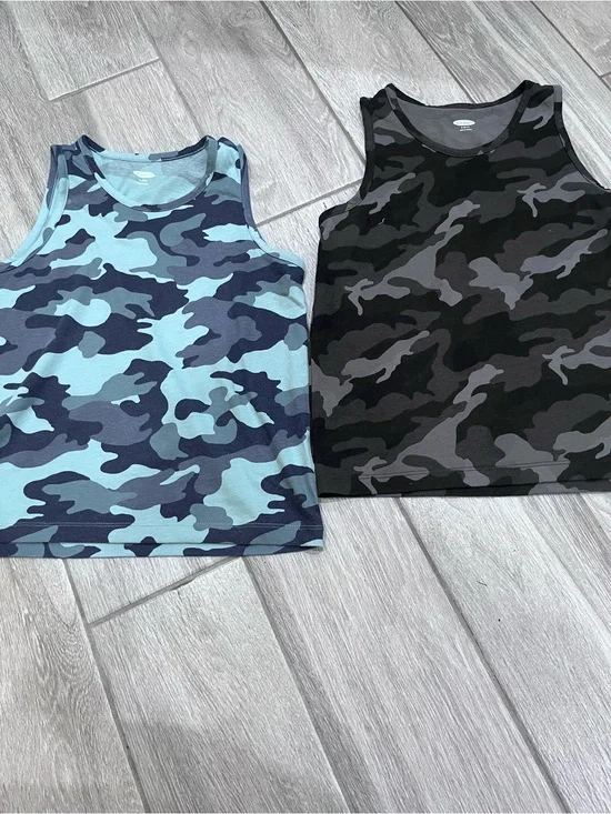 Old Navy Blue & Black Camo Tank Tops - 2 Pack