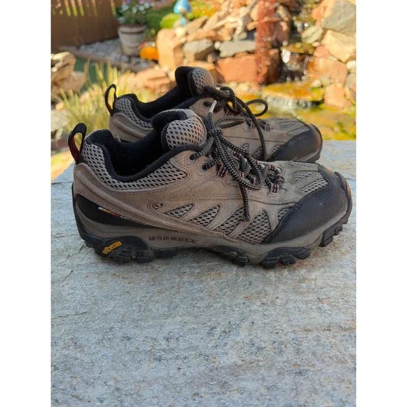 Merrell Moab Continuum Hiking Shoes Mens 7 Brown Low Top Vibram J86323