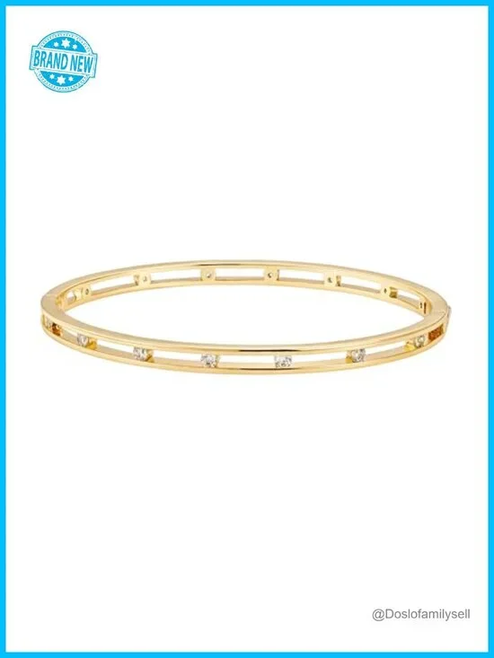 18K Gold Plated Silver Bangle Bracelet Stacking CZ Diamond Bracelet
