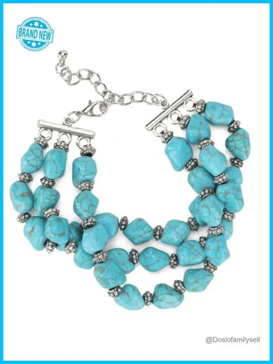 Rustic Boho Turquoise Cuff Bangle Bracelet - Adjustable