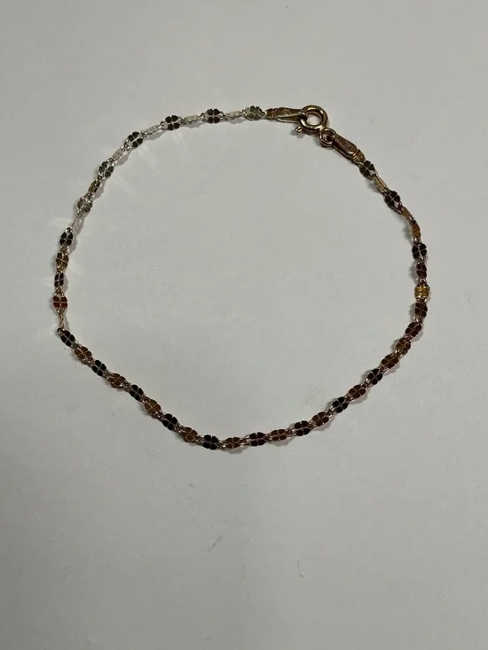 YGI Sterling Silver Diamond Cut Metal Links Delicate Bracelet. 7.25 “ long