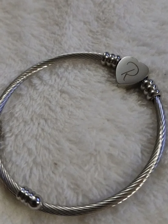 Amy and Annette Stainless Steel Charm Twisted Cable Bracelet 